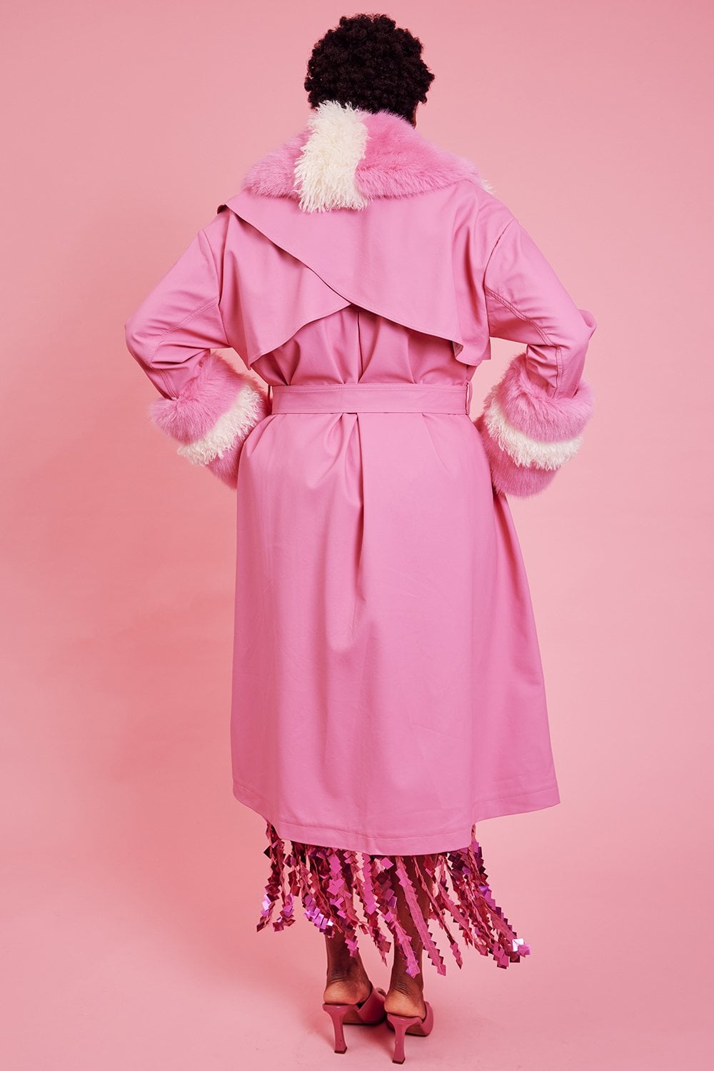 Pink Poodle Eco Leather Trench Coat