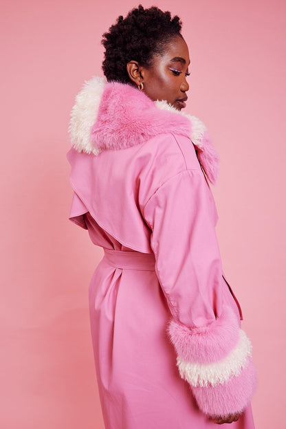 Pink Poodle Eco Leather Trench Coat