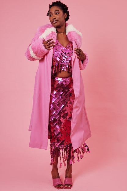 Pink Poodle Eco Leather Trench Coat