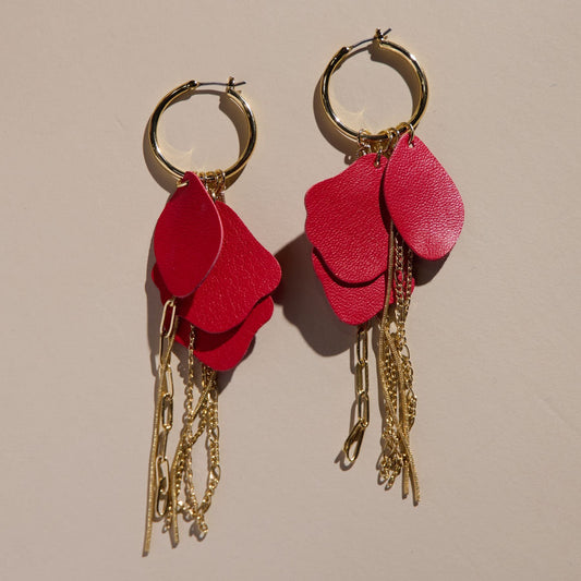 Leather and Chain Dangle Earrings